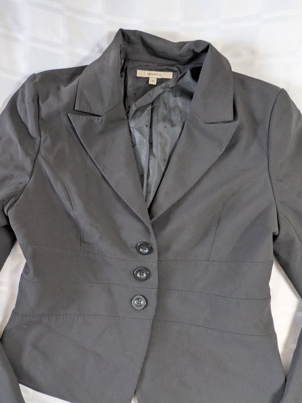 RW&CO WOMEN'S GRAY BLAZER BUSINESS JACKET FASHION FORMAL WEAR SIZE 10 STYLE - Picture 2 of 16